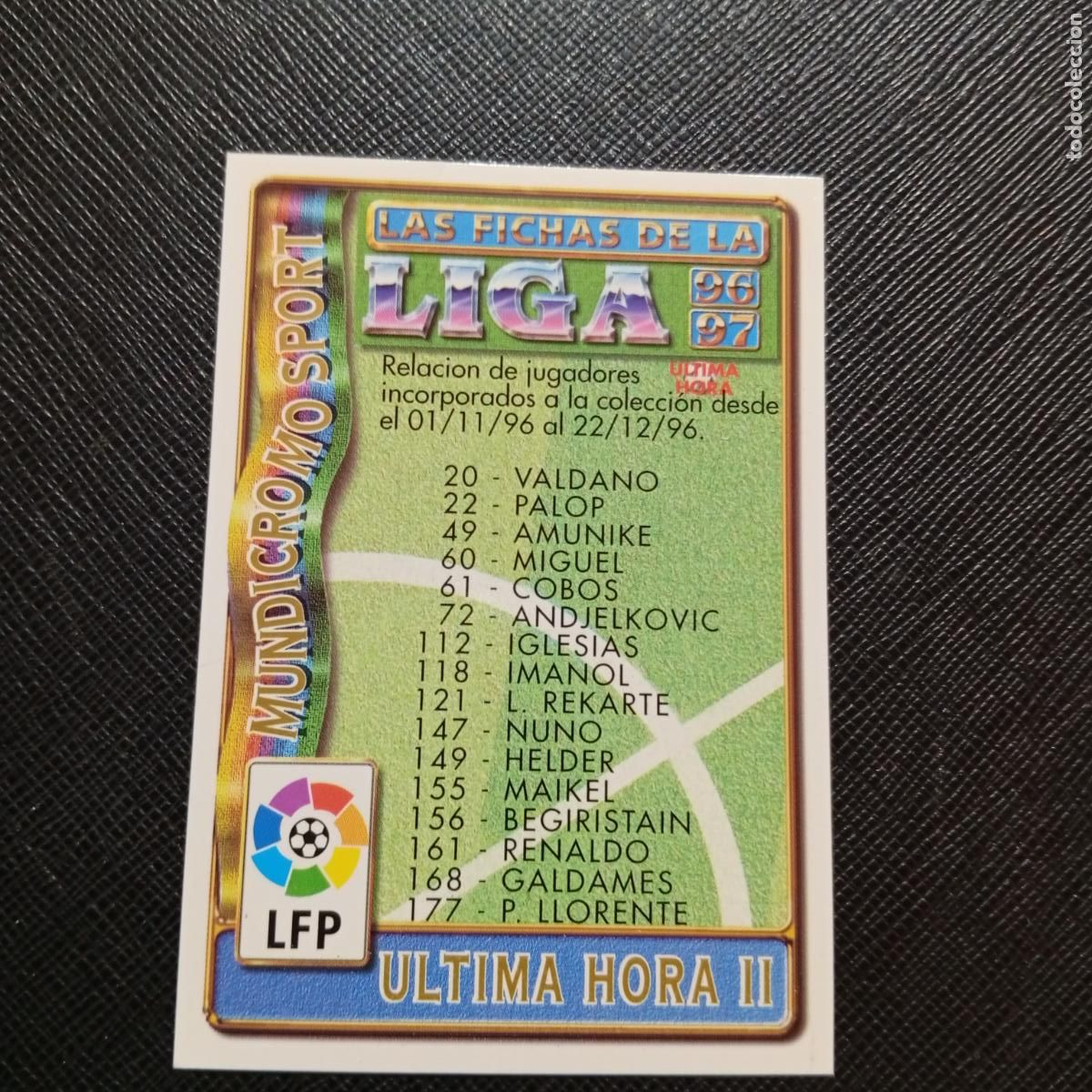 Cromos de F&uacute;tbol: INDICE ULTIMA HORA II MUNDICROMO 1996 1997 CROMO FUTBOL LIGA 96 97 - A151 PG271