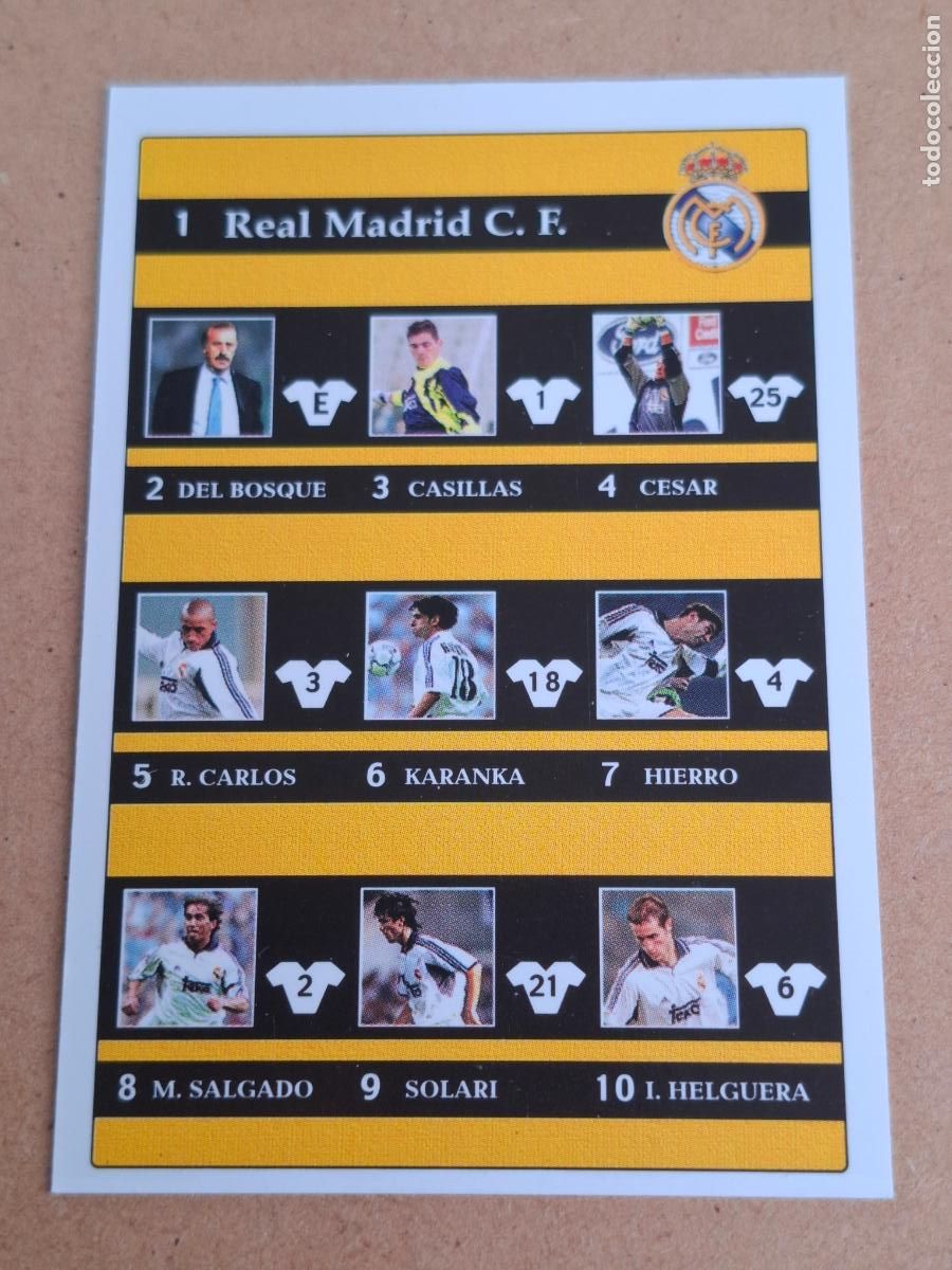Cromos de F&uacute;tbol: MUNDICROMO 2001 2002 01 02 - 21 &Iacute;NDICE - REAL MADRID