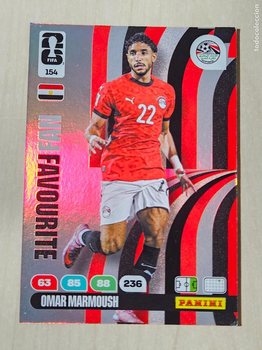 Football Stickers: N&ordm; 154 OMAR MARMOUSH - FAN FAVOURITE - FIFA WORLD CUP 2026 26 ADRENALYN XL