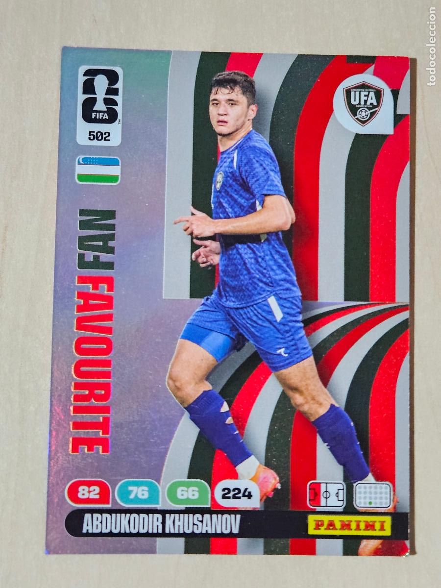 Cromos de F&uacute;tbol: N&ordm; 502 ABDUKODIR KHUSANOV - FAN FAVOURITE - FIFA WORLD CUP 2026 26 ADRENALYN XL