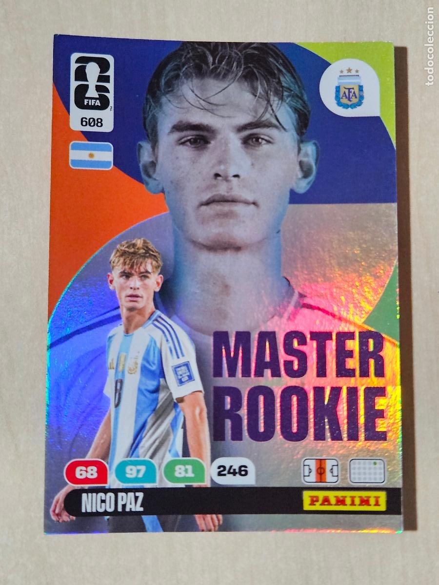 Cromos de F&uacute;tbol: N&ordm; 608 NICO PAZ - MASTER ROOKIE - FIFA WORLD CUP 2026 26 ADRENALYN XL