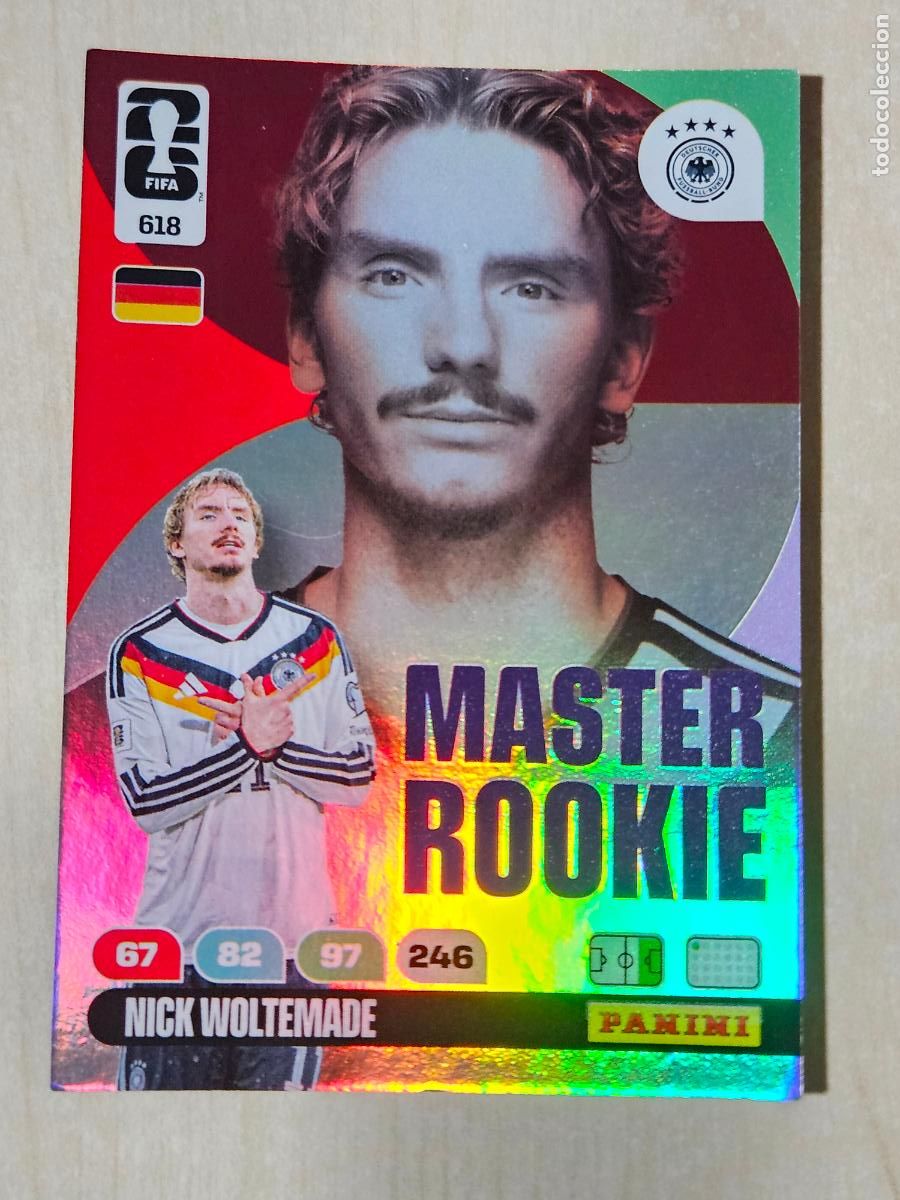 Cromos de F&uacute;tbol: N&ordm; 618 NICK WOLTEMADE - MASTER ROOKIE - FIFA WORLD CUP 2026 26 ADRENALYN XL