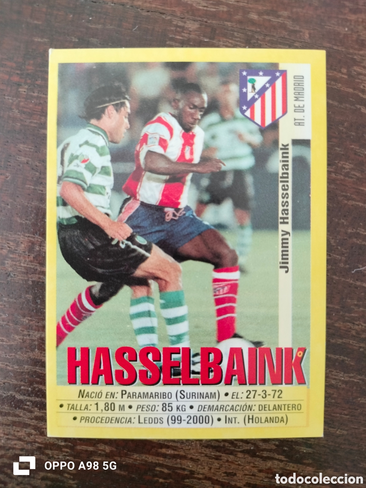 Cromos de F&uacute;tbol: Cromo 243a 243 a Hasselbaink Atl&eacute;tico de Madrid liga temporada 1999 2000 99 00 Panini