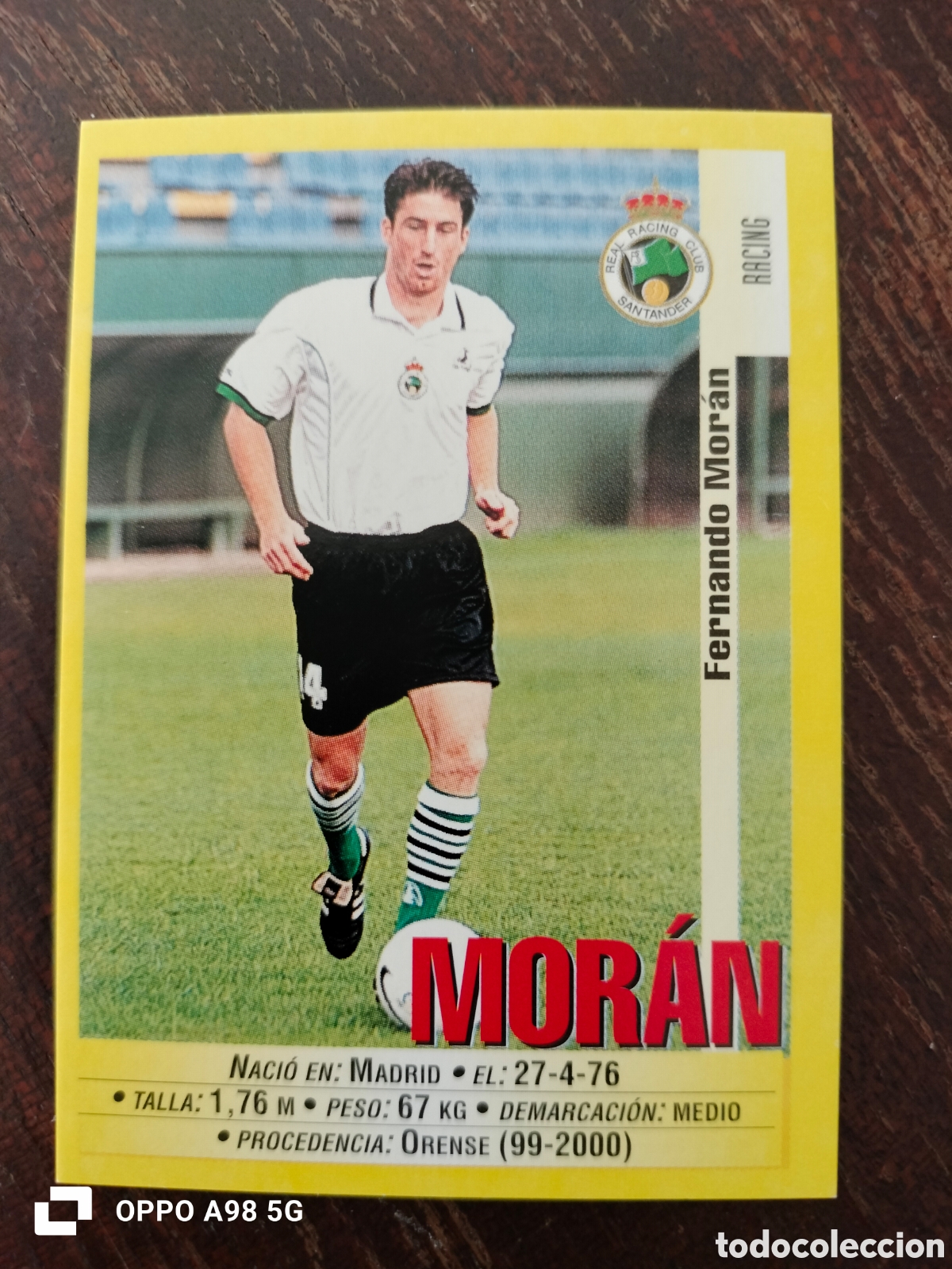 Cromos de F&uacute;tbol: Cromo Mor&aacute;n Racing de Santander Panini liga temporada 1999 2000 99 00