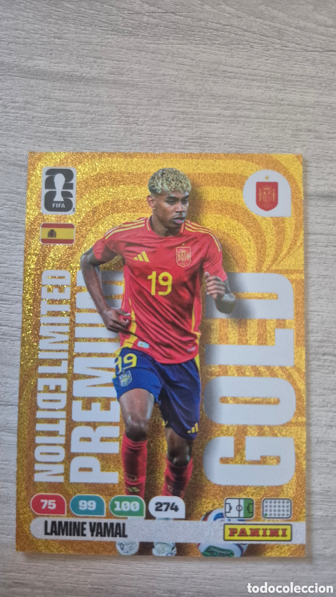 Cromos de F&uacute;tbol: Lamine Yamal Limited Edition Premium Gold Adrenalyn FIFA World Cup 2026