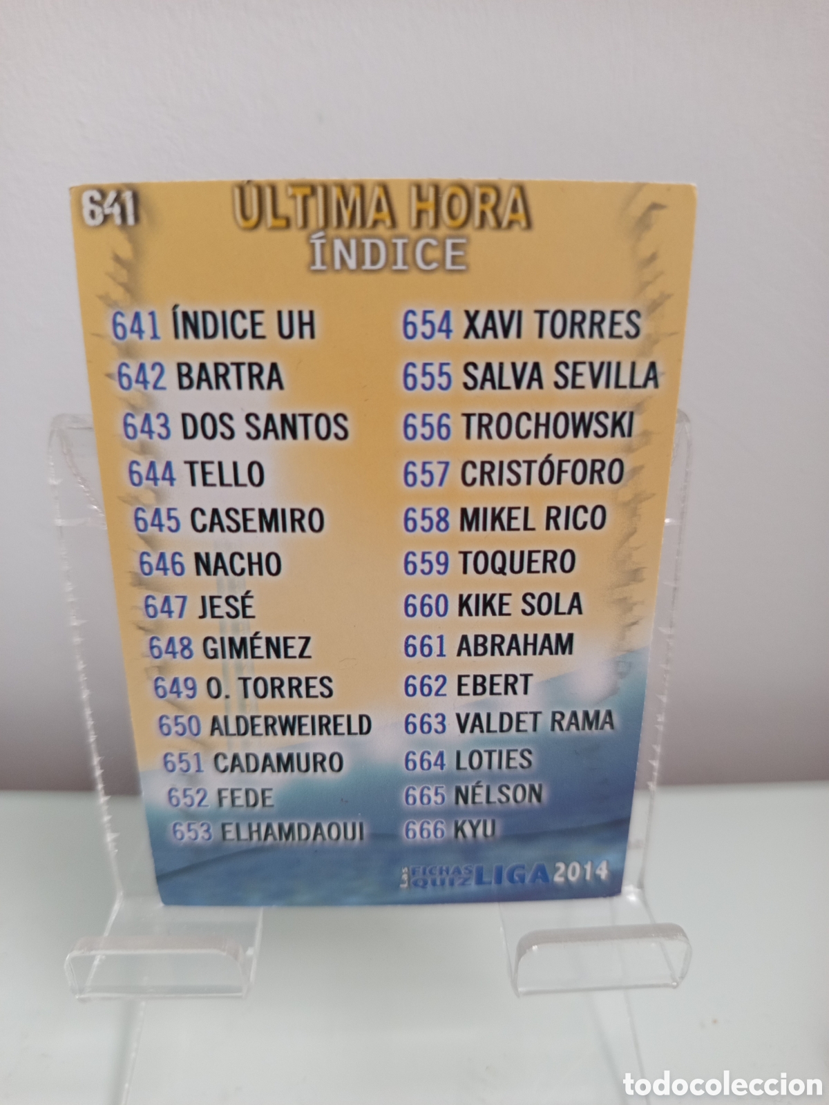 Cartes &agrave; collectionner de Football: ❇️ CROMO ⚽ &Iacute;NDICE &Uacute;LTIMA HORA 641 FICHAS LIGA QUIZ 2014 13 14 2013 MUNDICROMO ❇️
