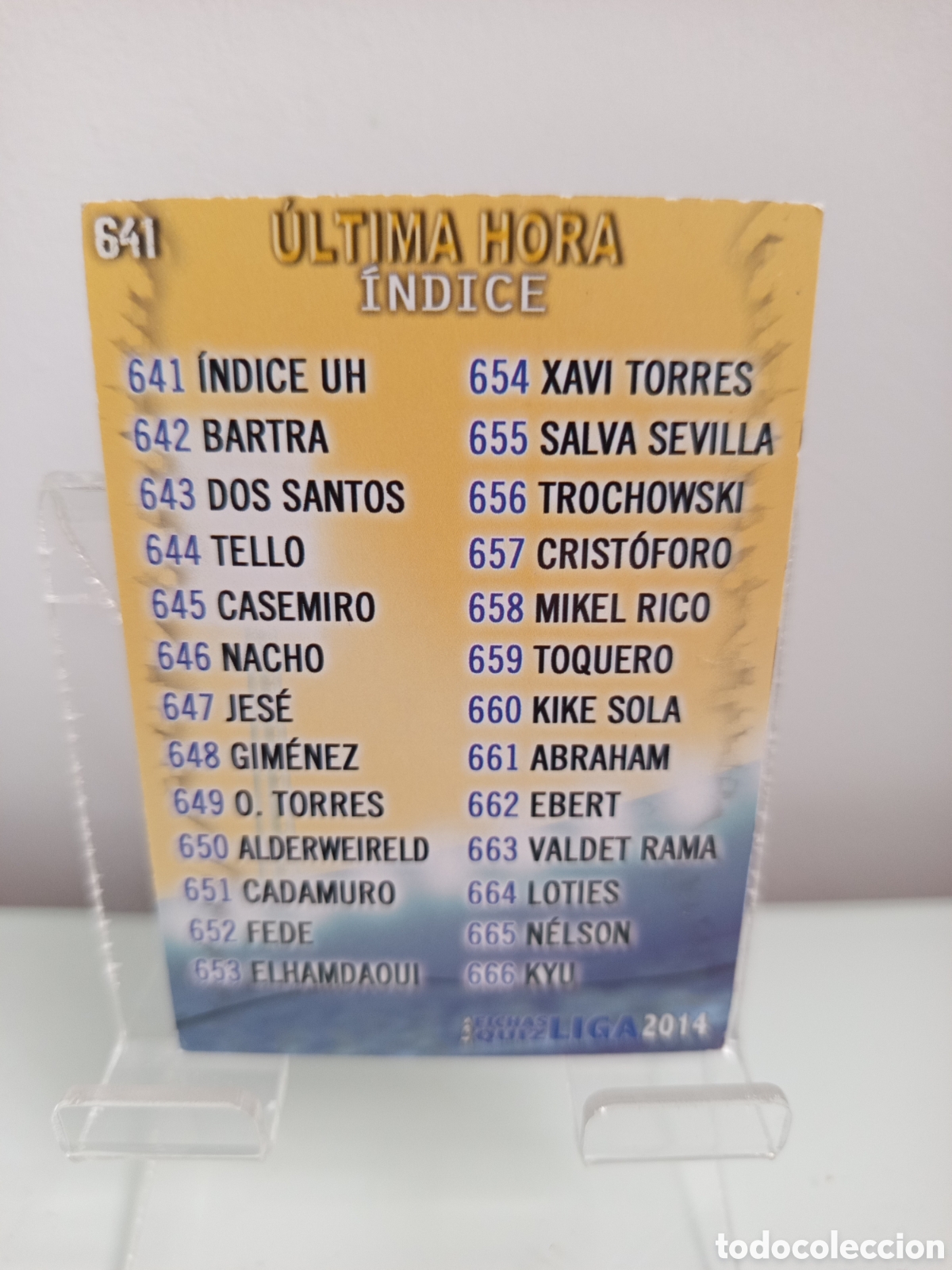 Cartes &agrave; collectionner de Football: ❇️ CROMO ⚽ &Iacute;NDICE &Uacute;LTIMA HORA 641 FICHAS LIGA QUIZ 2014 13 14 2013 MUNDICROMO ❇️