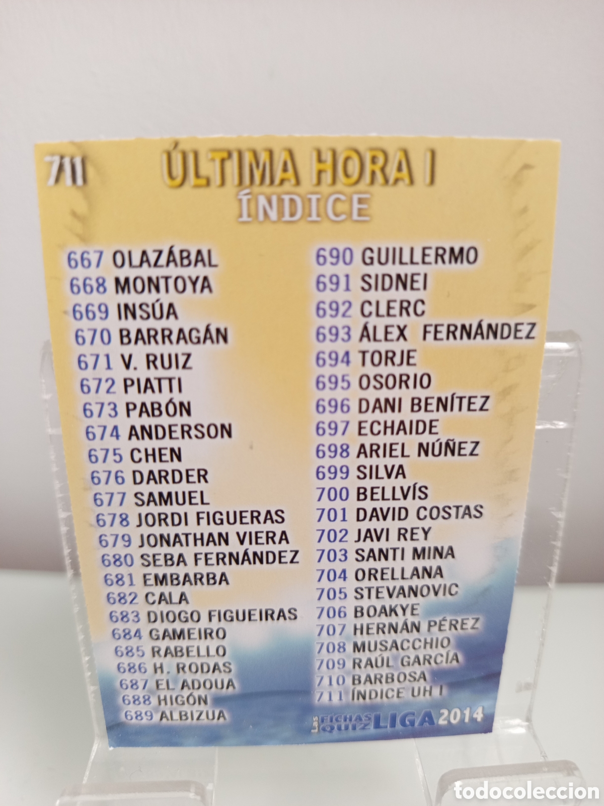 Football Stickers: ❇️ CROMO ⚽ &Iacute;NDICE &Uacute;LTIMA HORA I 711 FICHAS LIGA QUIZ GAME 2014 13 14 2013 MUNDICROMO ❇️