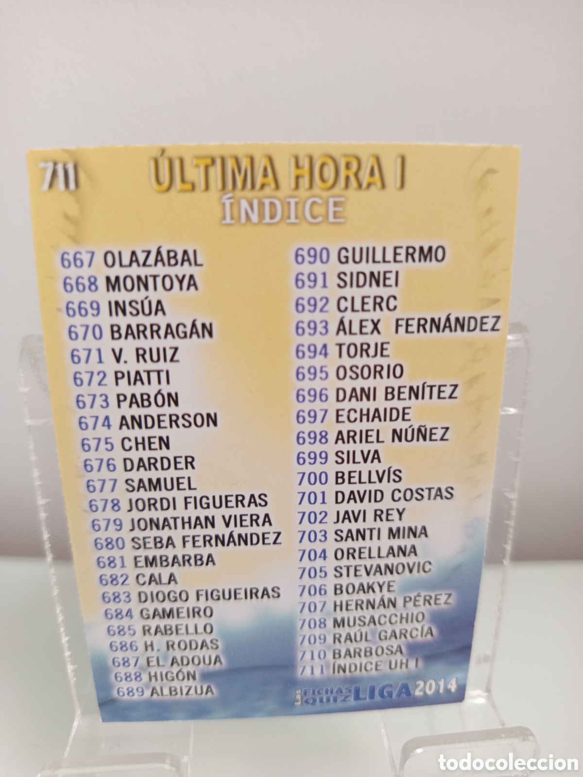 Football Stickers: ❇️ CROMO ⚽ &Iacute;NDICE &Uacute;LTIMA HORA I 711 FICHAS LIGA QUIZ GAME 2014 13 14 2013 MUNDICROMO ❇️