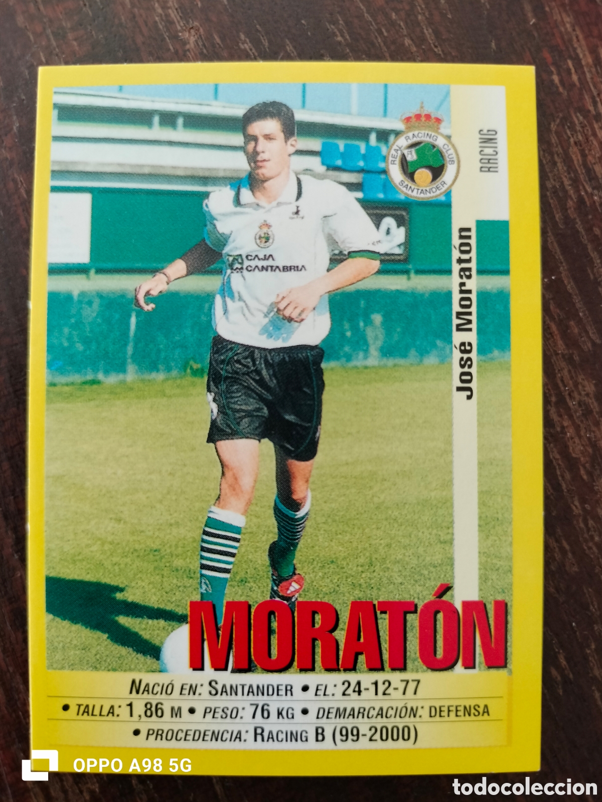 Cromos de F&uacute;tbol: Cromo 270a 270 a Morat&oacute;n Racing de Santander Panini liga temporada 99 00 1999 2000