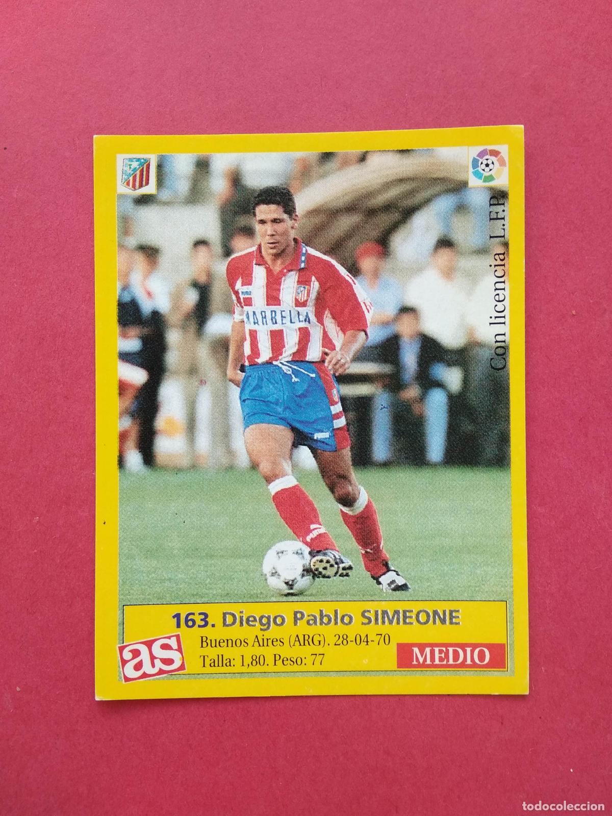 Cromos de F&uacute;tbol: DIARIO AS LIGA 95 96 1995 1996 CROMO NUNCA PEGADO ATLEICO DE MADRID N&ordm; 163 SIMEONE