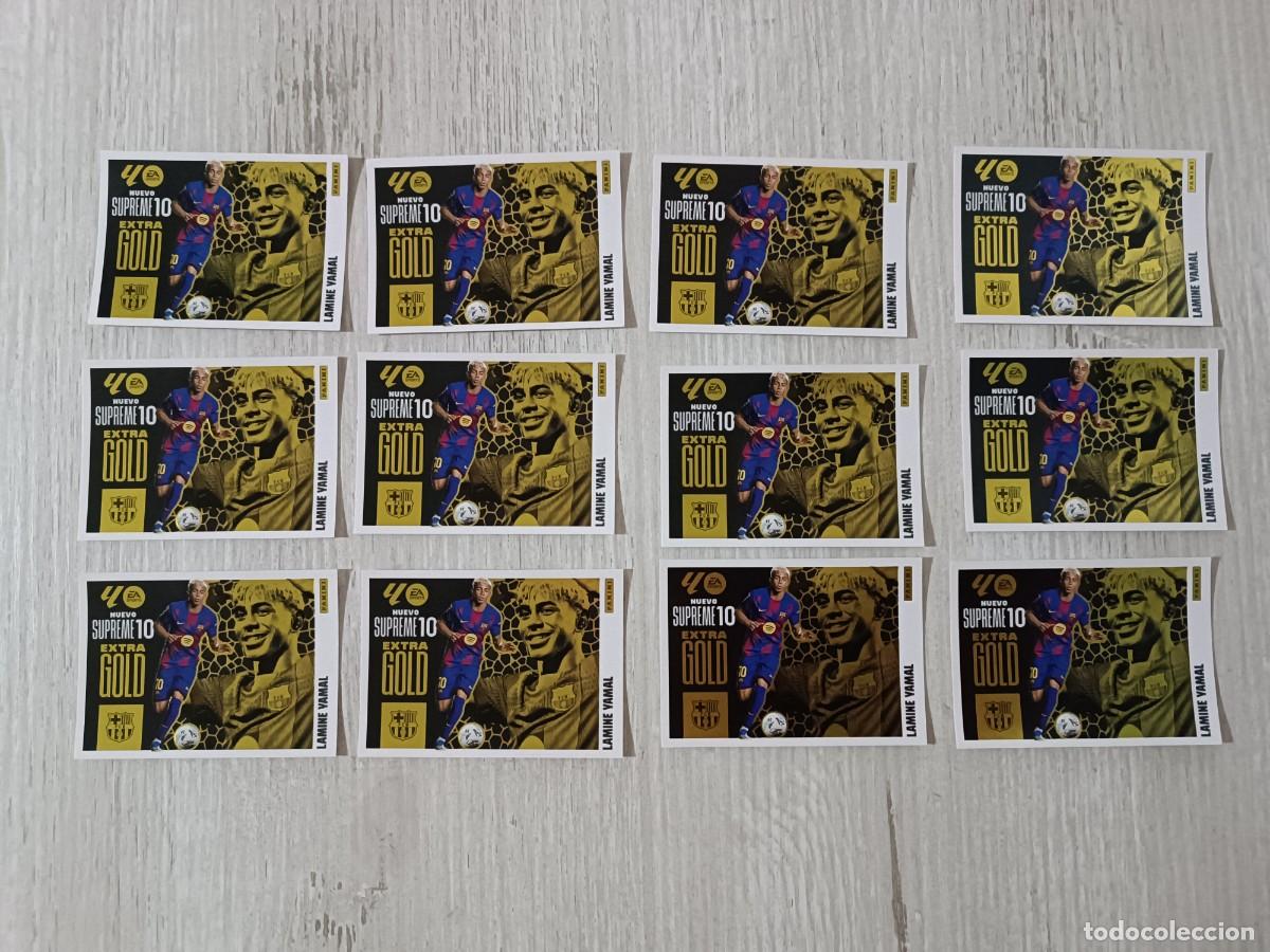 Cromos de F&uacute;tbol: LOTE DE 12 LAMINE YAMAL NUEVO SUPREME 10 EXTRA GOLD LIGA ESTE 2025 2026 25 26. NUNCA PEGADO