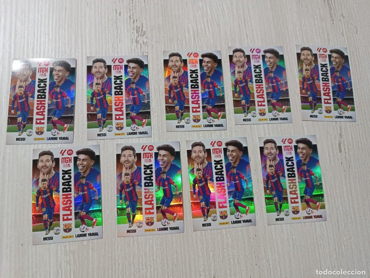 Cromos de F&uacute;tbol: LOTE 9 MESSI YAMAL FLASHBACK MEGACRACKS 24 25
