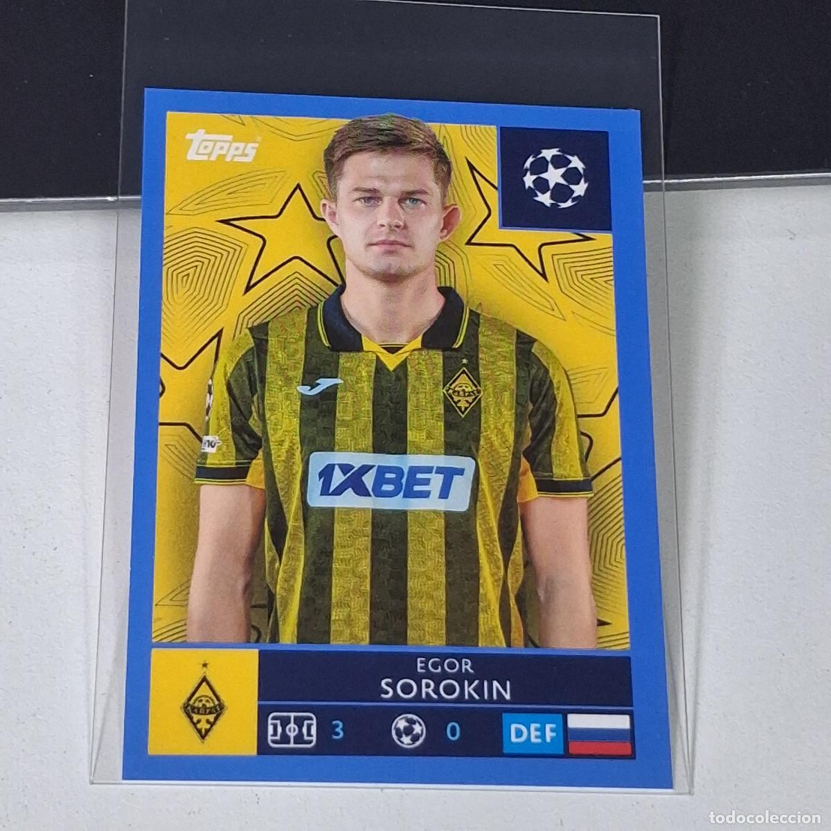 Cromos de F&uacute;tbol: B5 509 EGOR SOROKIN KAIRAT ALMATY PARALELA AZUL BLUE STICKER CHAMPIONS LEAGUE 2025 2026 25 26 TOPPS