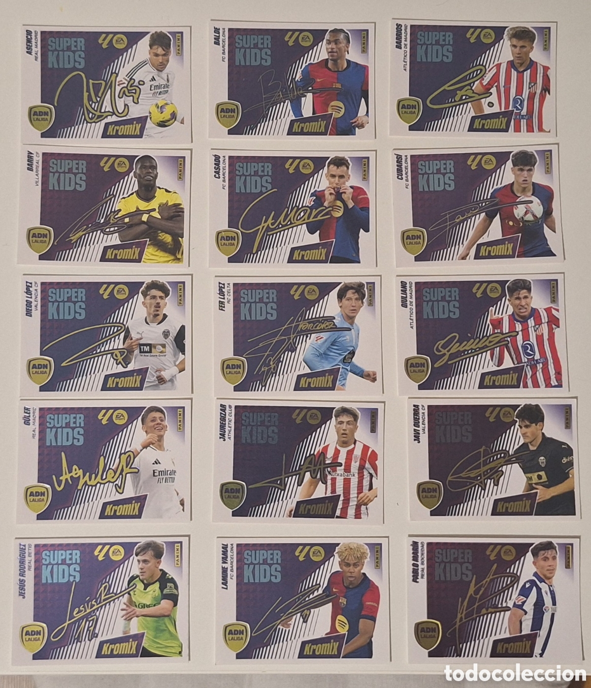 Cromos de F&uacute;tbol: Lote 15 cromos KIDS kromix COMPLETO - liga este 2025 2026