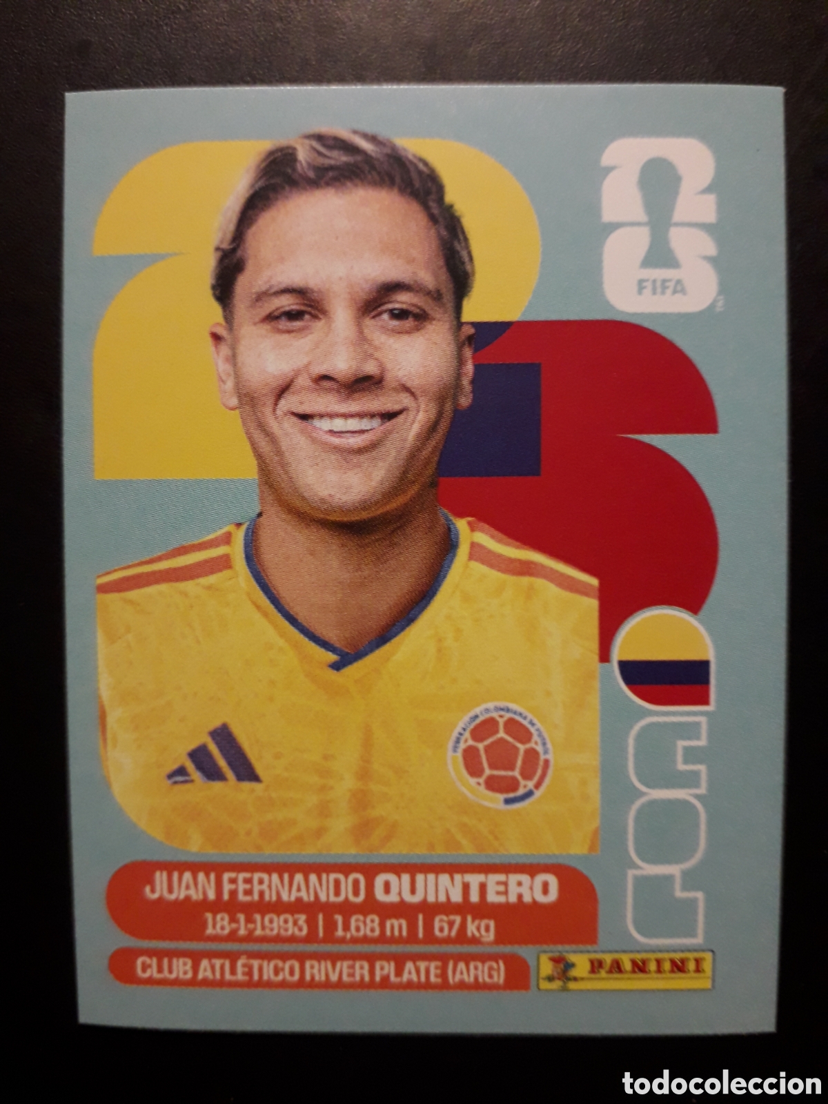 Cromos de F&uacute;tbol: QUINTERO COLOMBIA COL 15 MUNDIAL F&Uacute;TBOL 2026 FIFA WORLD CUP PANINI SIN PEGAR PEDIDO M&Iacute;NIMO 3&euro;