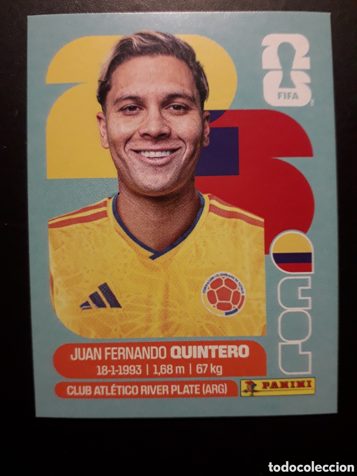 Cromos de F&uacute;tbol: QUINTERO COLOMBIA COL 15 MUNDIAL F&Uacute;TBOL 2026 FIFA WORLD CUP PANINI SIN PEGAR PEDIDO M&Iacute;NIMO 3&euro;