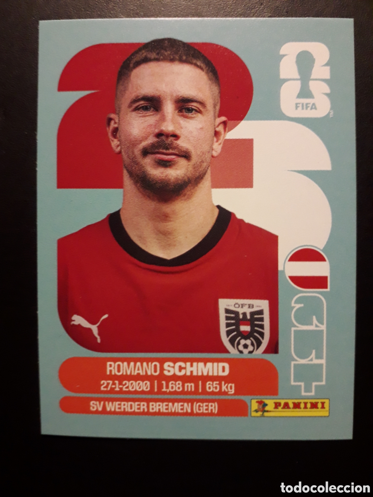 Cromos de F&uacute;tbol: SCHMID AUSTRIA AUT 16 MUNDIAL F&Uacute;TBOL 2026 FIFA WORLD CUP PANINI SIN PEGAR PEDIDO M&Iacute;NIMO 3&euro;