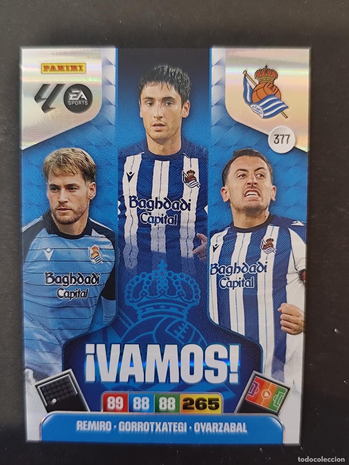 Fu&szlig;ball-Sticker: 377 REAL SOCIEDAD REMIRO GORROTXATEGI OYARZABAL &iexcl;VAMOS! ADRENALYN 2025 2026 25 26