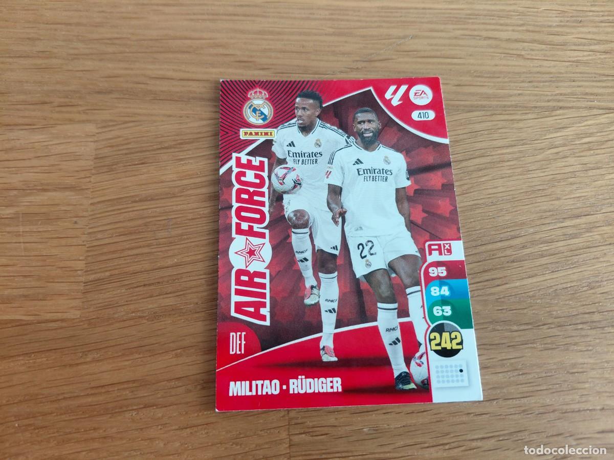 Cromos de F&uacute;tbol: Militao R&uuml;diger -- n&deg; 410 -- Real Madrid -- 24/25 -- Air Force -- Adrenalyn -- Panini