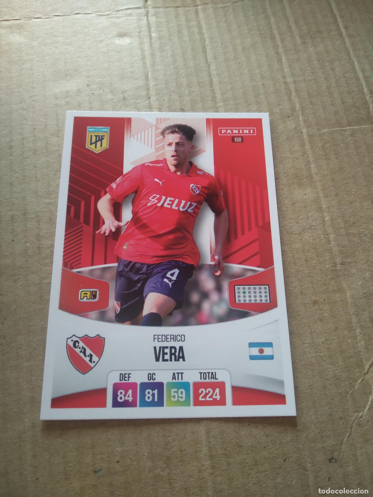 Cromos de F&uacute;tbol: 198 FEDERICO VERA INDEPENDIENTE CROMO FUTBOL ARGENTINO PANINI LIGA ARGENTINA 2024 ADRENALYN