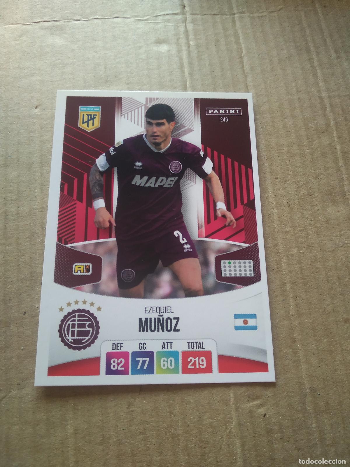 Cromos de F&uacute;tbol: 246 EZEQUIEL MU&Ntilde;OZ LANUS CROMO FUTBOL ARGENTINO PANINI LIGA ARGENTINA 2024 ADRENALYN