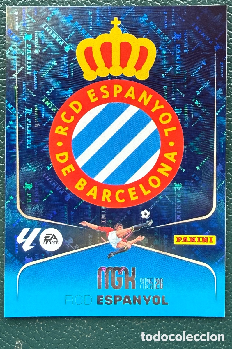 Fu&szlig;ball-Sticker: 145 ESCUDO RCD ESPANYOL FICHAS ALBUM MEGACRACKS 2025 2026 MGK 25 26