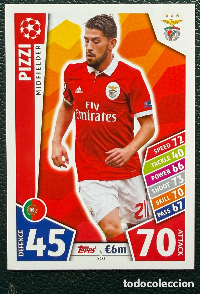 Football Stickers: 210 PIZZI SL BENFICA FICHAS ALBUM MATCH ATTAX CHAMPIONS TOPPS 2017 2018 17 18