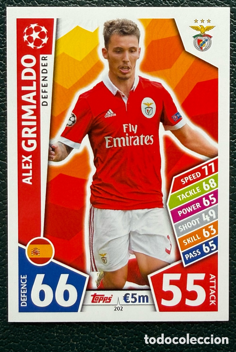 Football Stickers: 202 ALEX GRIMALDO SL BENFICA FICHAS ALBUM MATCH ATTAX CHAMPIONS TOPPS 2017 2018 17 18