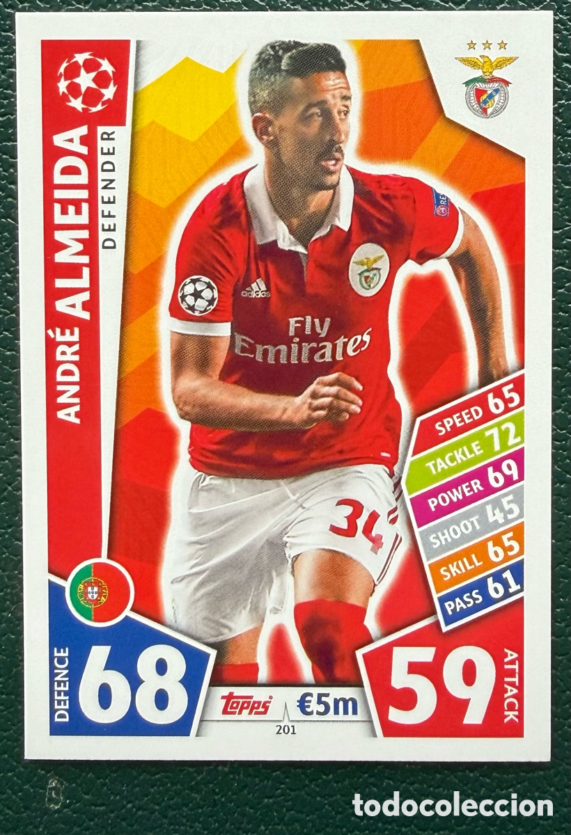 Football Stickers: 201 ANDRE ALMEIDA SL BENFICA FICHAS ALBUM MATCH ATTAX CHAMPIONS TOPPS 2017 2018 17 18