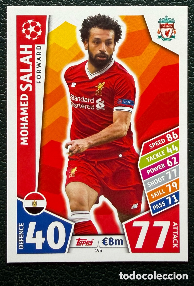 Cartes &agrave; collectionner de Football: 193 MOHAMED SALAH LIVERPOOL FC FICHAS ALBUM MATCH ATTAX CHAMPIONS TOPPS 2017 2018 17 18
