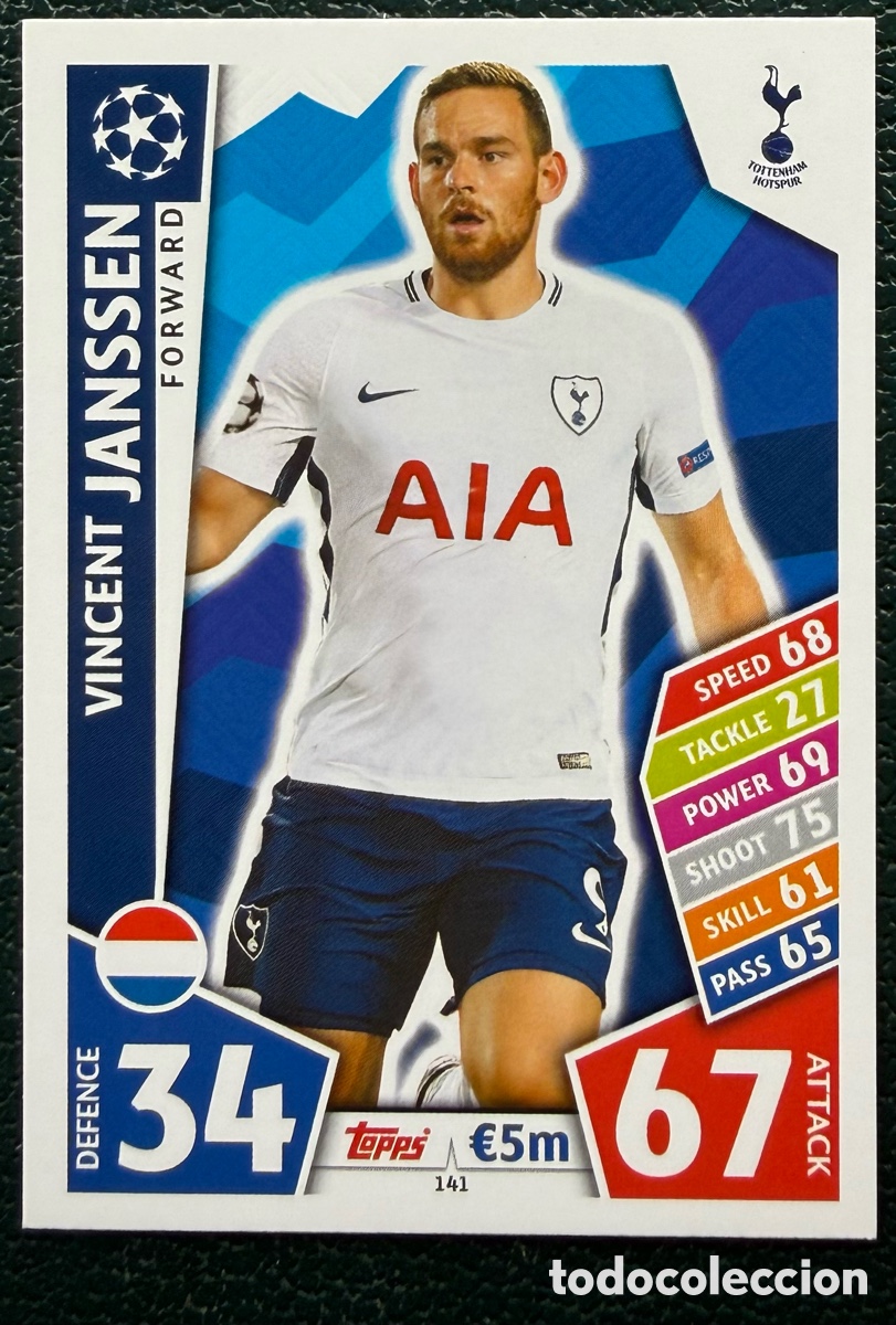 Cromos de f&uacute;tbol: 141 VINCENT JANSSEN TOTTENHAM HOTSPUR FICHAS ALBUM MATCH ATTAX CHAMPIONS TOPPS 2017 2018 17 18