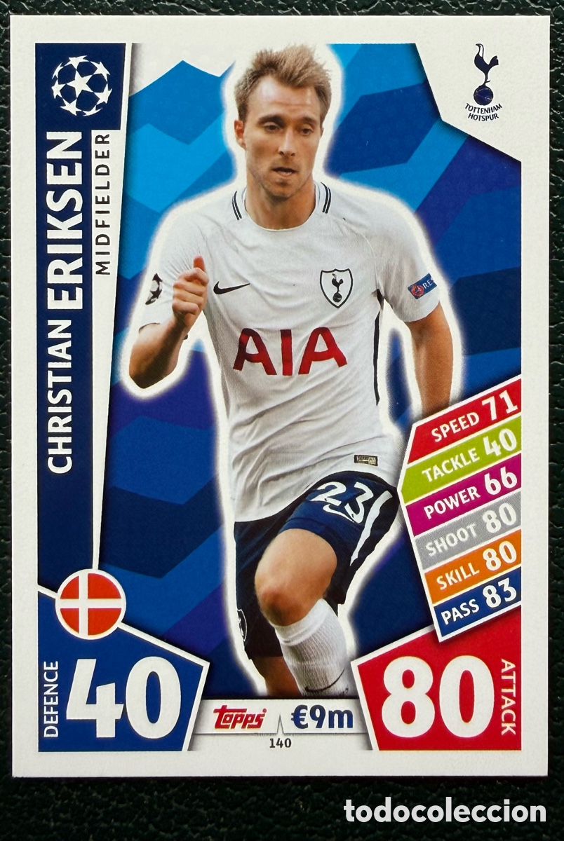 Cromos de F&uacute;tbol: 140 CHRISTIAN ERIKSEN TOTTENHAM HOTSPUR FICHAS ALBUM MATCH ATTAX CHAMPIONS TOPPS 2017 2018 17 18