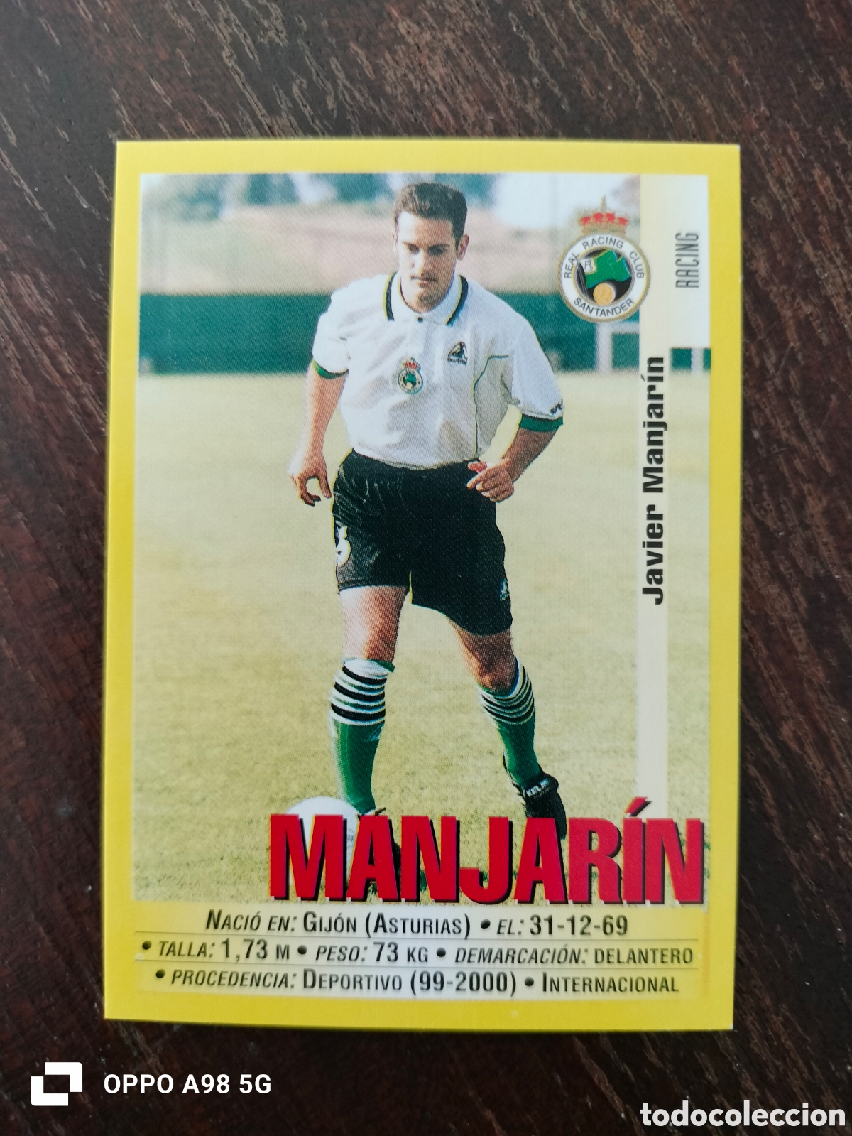 Cromos de F&uacute;tbol: Cromo 281a 281a Manjarin Racing de Santander Panini liga temporada 99 00 1999 2000