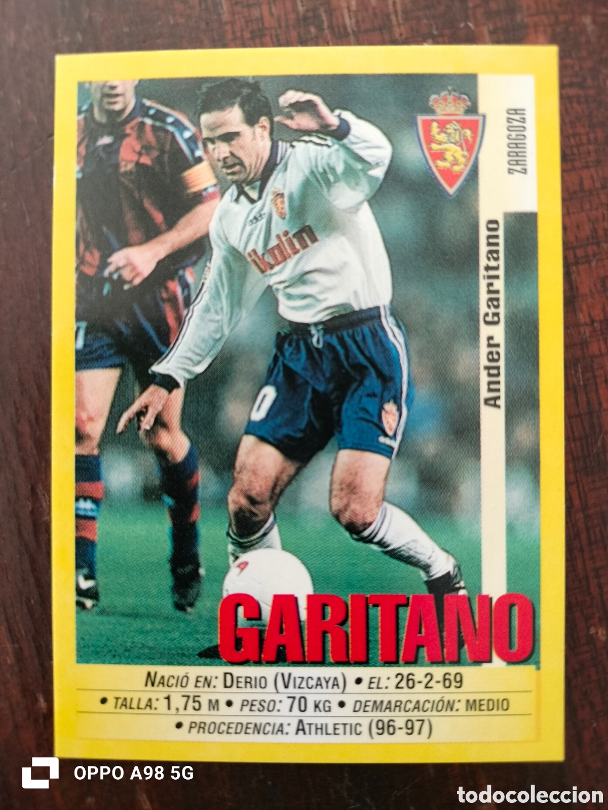 Cromos de F&uacute;tbol: Cromo 163 Garitano Zaragoza Panini liga temporada 99 00 1999 2000