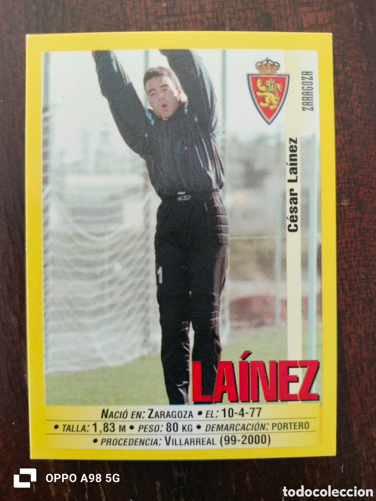 Cromos de F&uacute;tbol: Cromo 171 La&iacute;nez Zaragoza Panini liga temporada 99 00 19992000