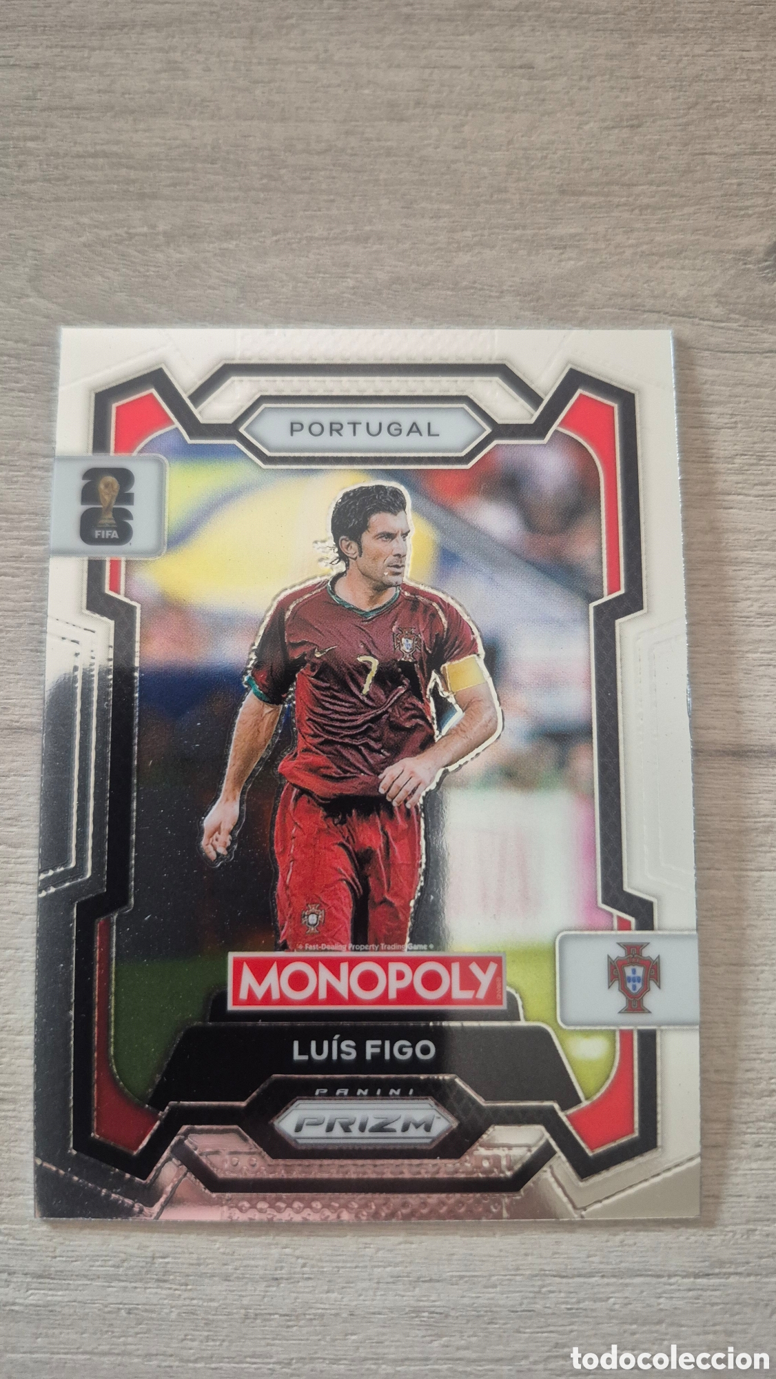 Cromos de F&uacute;tbol: Luis Figo Panini Monopoly Prizm FIFA World Cup 2026