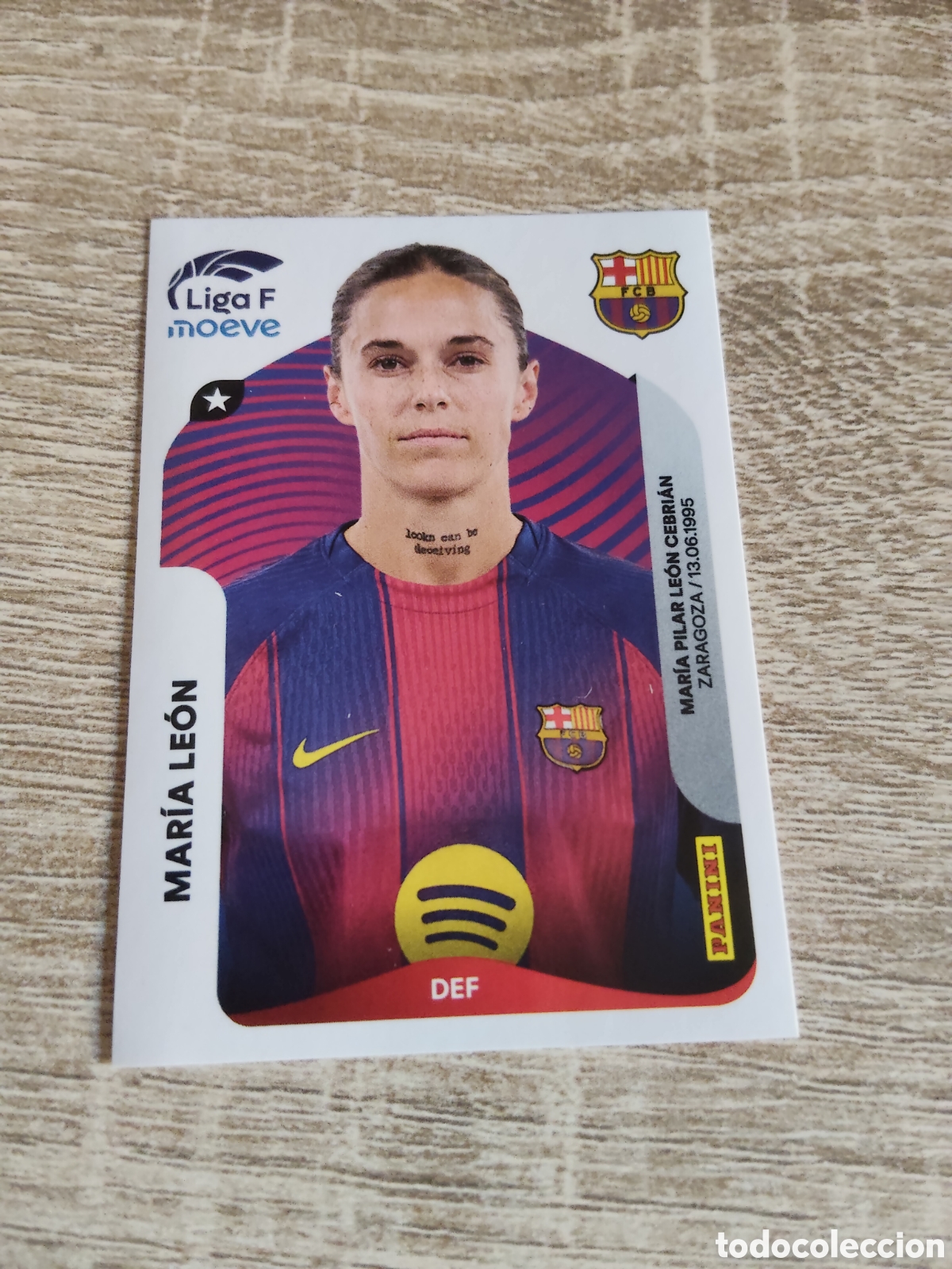 Cromos de F&uacute;tbol: Panini liga F moeve 2025 2026 25 26 90 Mar&iacute;a Le&oacute;n Barcelona