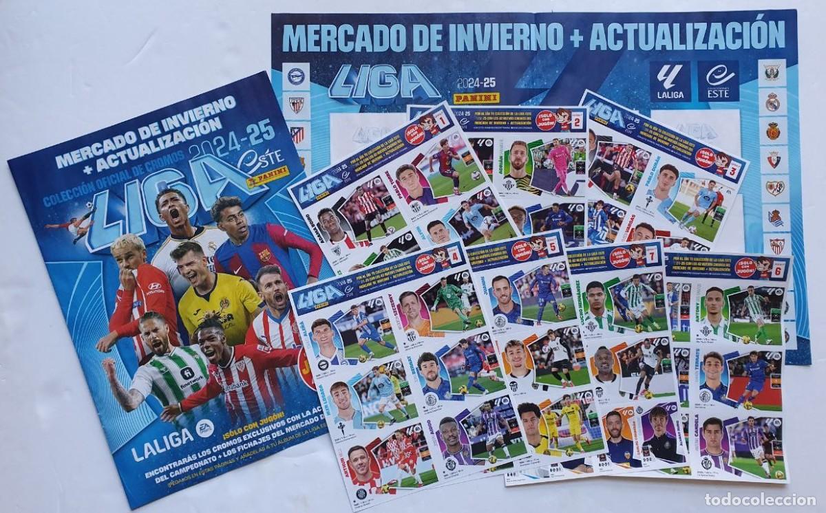 Cromos de F&uacute;tbol: MINI &Aacute;LBUM COMPLETO 7 LAMINAS JUG&Oacute;N 42 STICKERS MERCADO DE INVIERNO PANINI LIGA ESTE 2024-25