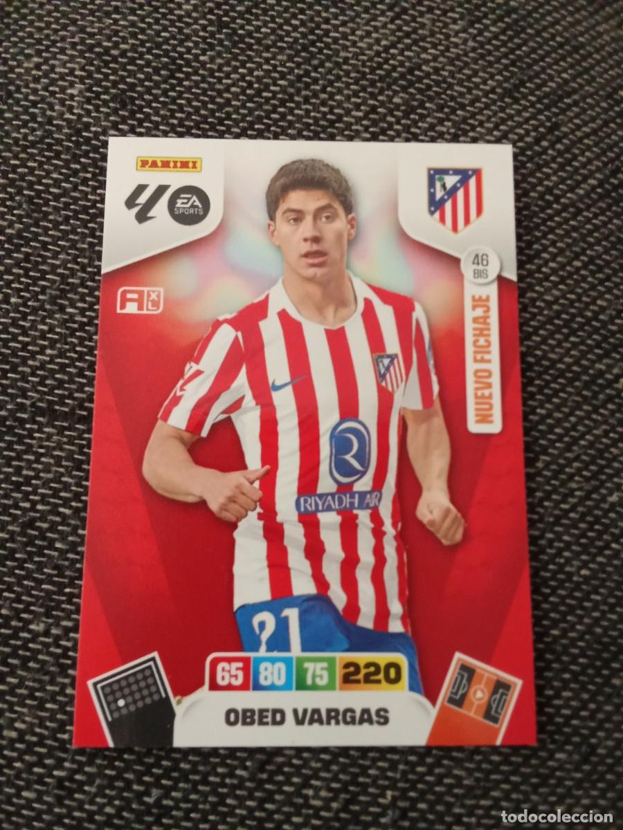 Football Stickers: 46 bis obed Vargas nuevo fichaje atl&eacute;tico de Madrid ADRENALYN 2025-26