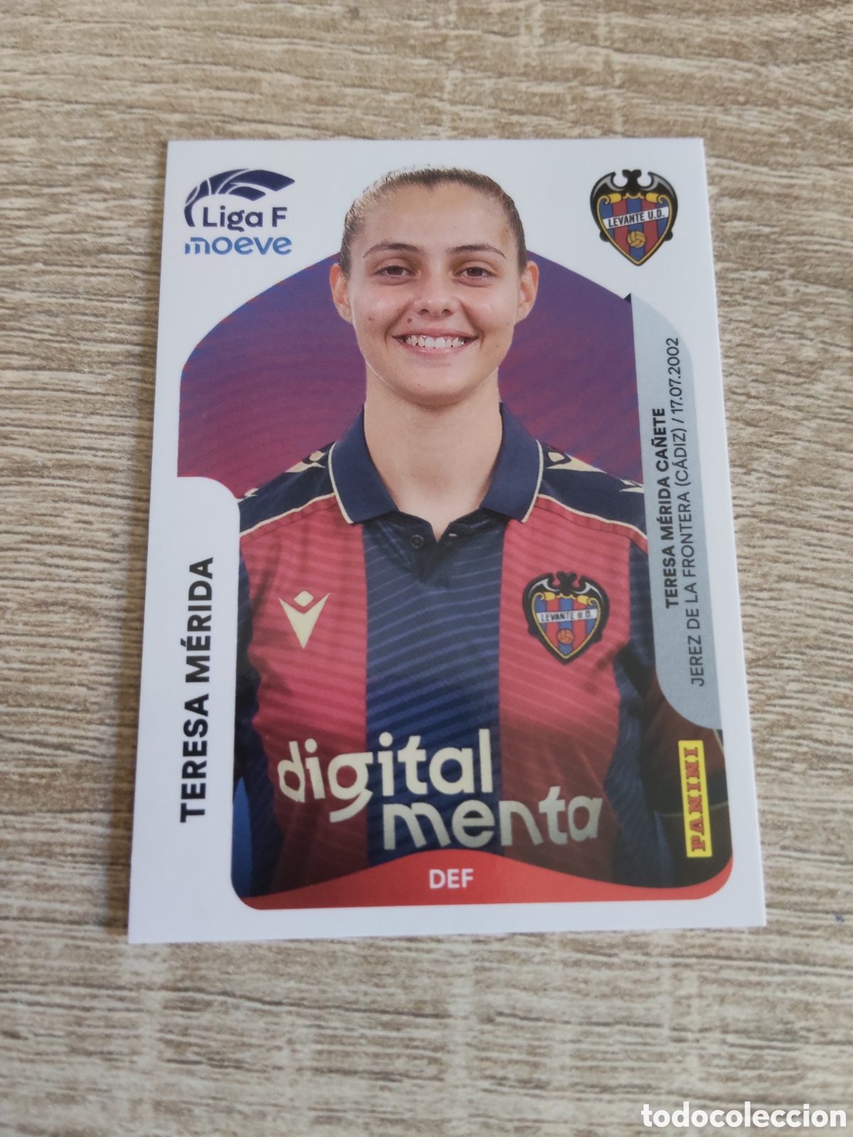 Cromos de F&uacute;tbol: Panini liga F moeve 2025 2026 25 26 230 Teresa M&eacute;rida Levante