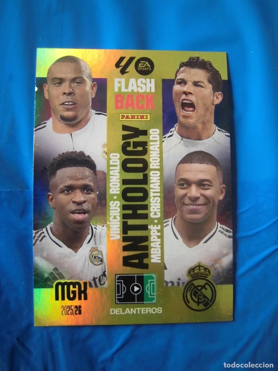 Figurine di Calcio: FLASH BACK PANINI ANTHOLOGY VINICIUS RONALDO MBAPP&Eacute; CRISTIANO RONALDO MGK MEGACRACKS 2025-26