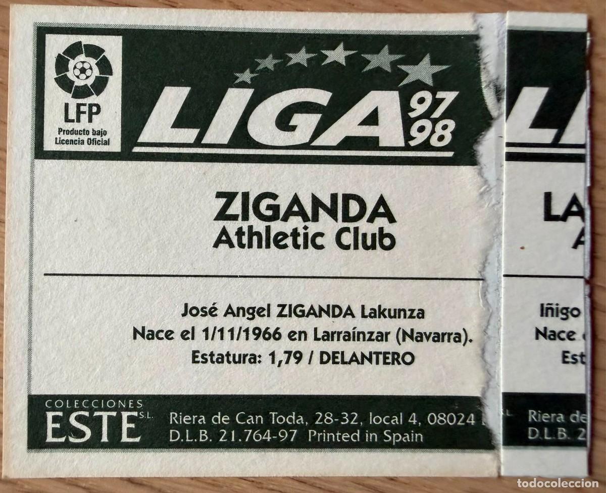 Cromos de f&uacute;tbol: ZIGANDA ATHLETIC BILBAO 97 98 1997 1998 LIGA EDICIONES ESTE VENTANILLA STICKER - Foto 2