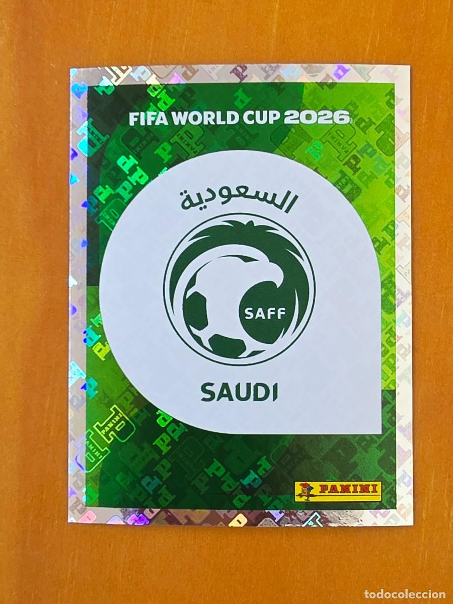 Cromos de F&uacute;tbol: KSA 1 Escudo logo emblema Arabia Saud&iacute;, Panini FIFA World Cup Mundial 2026 Sticker