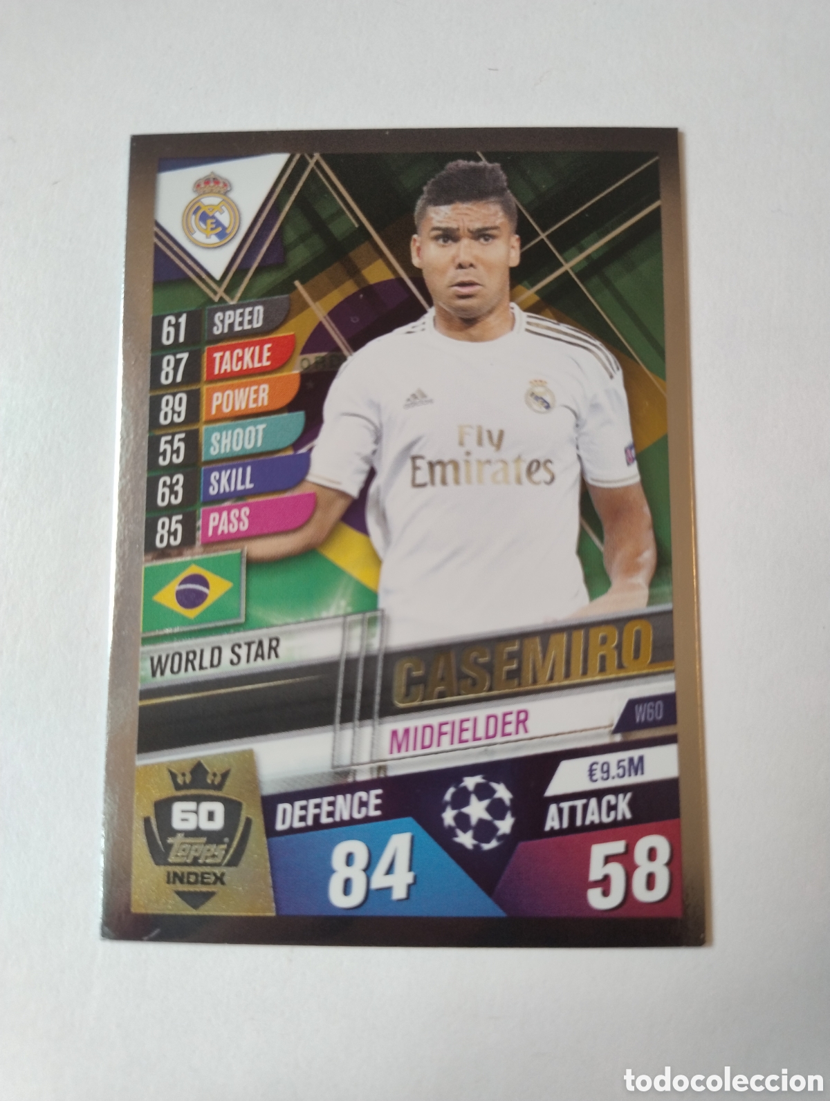 Cromos de F&uacute;tbol: 60 - Casemiro - Real Madrid - Topps Match Attax 101 2019 - 2020