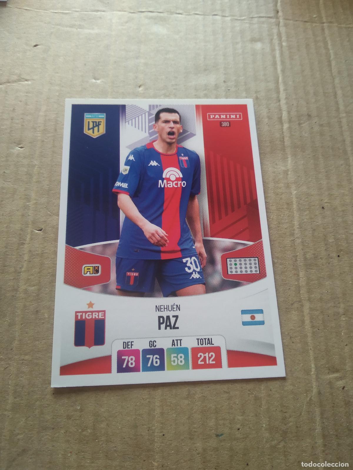 Cromos de F&uacute;tbol: 380 NEHUEN PAZ TIGRE CROMO FUTBOL ARGENTINO PANINI LIGA ARGENTINA 2024 ADRENALYN
