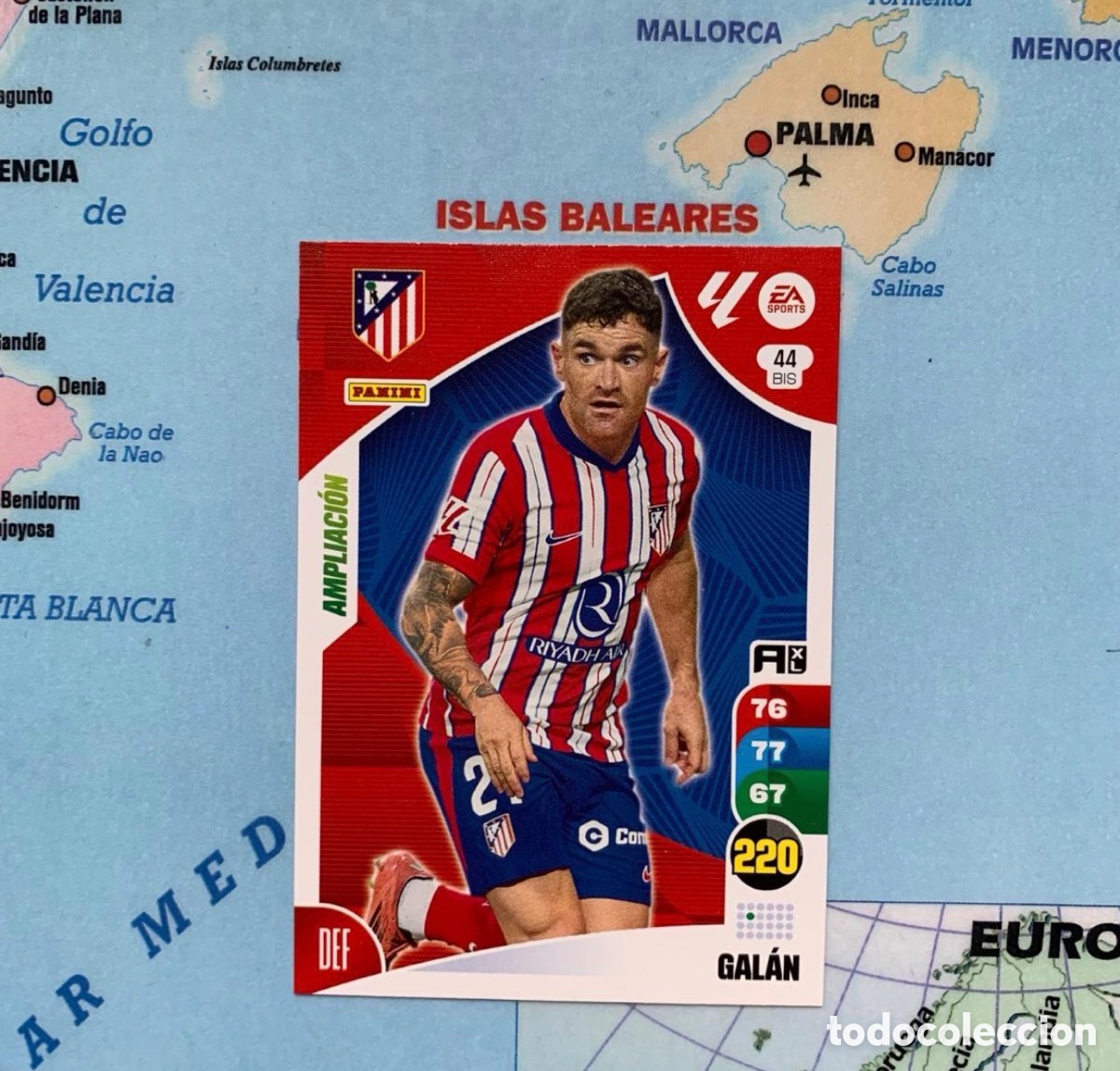 Cromos de F&uacute;tbol: Galan Ampliaci&oacute;n n&uacute;mero 44 Bis del Atl&eacute;tico de Madrid cromo adrenalyn XL 24-25 2024-2025