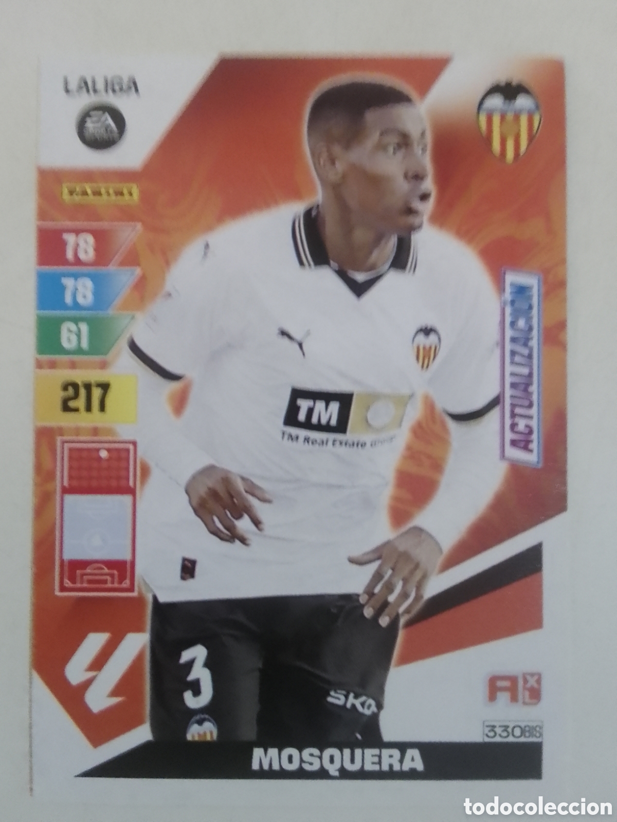 Football Stickers: Adrenalyn XL 2023-24 n&deg; 330 BIS Mosquera &bull; Valencia. ACTUALIZACI&Oacute;N.