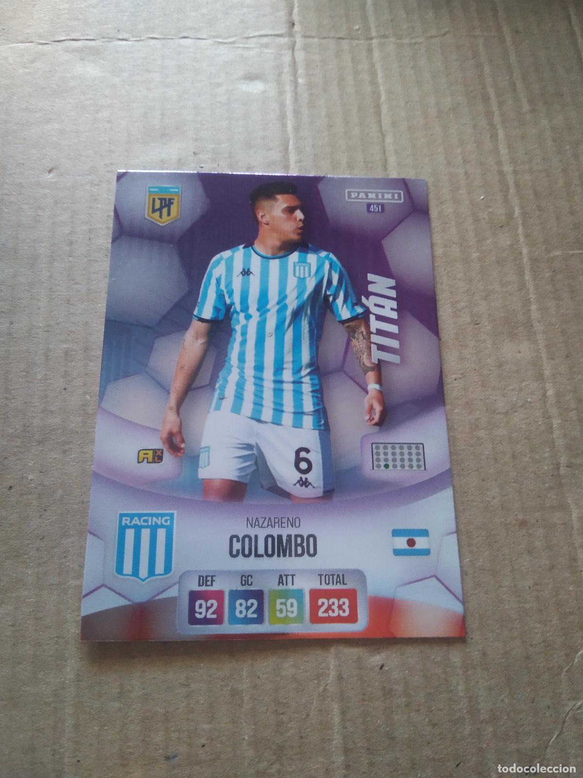 Cromos de F&uacute;tbol: 451 NAZARENO COLOMBO RACING CROMO FUTBOL ARGENTINO PANINI LIGA ARGENTINA 2024 ADRENALYN