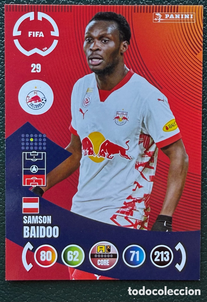 Fu&szlig;ball-Sticker: 29 SAMSON BAIDOO FC RED BULL SALZBURG FICHAS ALBUM ADRENALYN XL FIFA CLUB WORLD CUP 2025